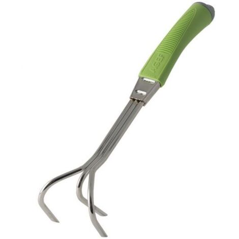 AGEF - RAGNO A 3 DENTI IN ACCIAIO CROMATO 7,5X9,5X34CM - MANICO IN COPOLIMERO COLORE VERDE