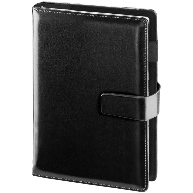 Agenda journalier et hebdomadaire, calendrier A5 universel noir premium avec insert remplaçable, fermoir magnétique Cambridge