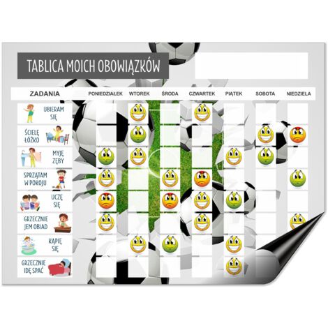 Agenda motivazionale per bambini. Calamita da frigo, lavagna delle faccende + emoticon.