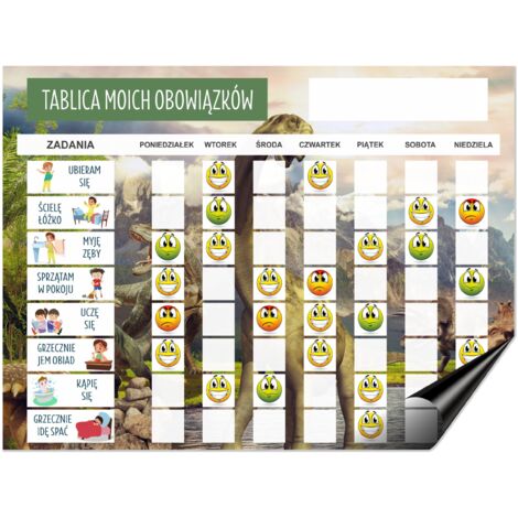 Agenda per frigorifero, lavagna di buone abitudini per bambini, magnete + emoticon