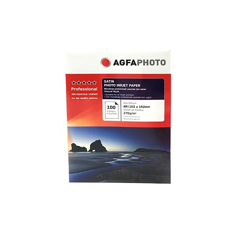 Image of AP260100A6S carta fotografica inkjet 10X15 100 fogli 260gr confezione in cartone satinato - Agfaphoto
