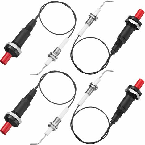 AGILITY 4 Pièces Kit d'Allumeur Piézo-Poussoir au Propane avec Électrode en Céramique Filetée Fil de Prise d'Allumage 30 cm pour Gril à Gaz, Cheminée, Chauffage, Cuisinière