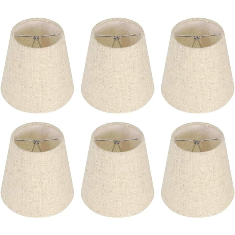 Promotion, Ensemble de 6 Petits Abat-Jour, Abat-Jour Baril en Toile de Jute Clip sur Ampoule pour Lampe de Table et lampadaire, Abat-Jour de Lustre
