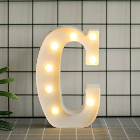 AGILITY Lettres de l’alphabet à LED avec lumière blanche chaude pour décoration d’intérieur, fête, bar, mariage ou festival