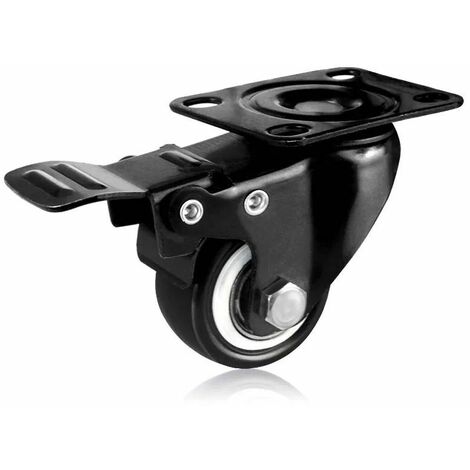 AGILITY Roulette Pivotantes 1.5"/38mm,Roulettes pour Meubles,Roues Avec Frein, Plaques Industrielles Roue pour Meuble,Heavy Duty Roulette de 420kg(Noir,3pcs)
