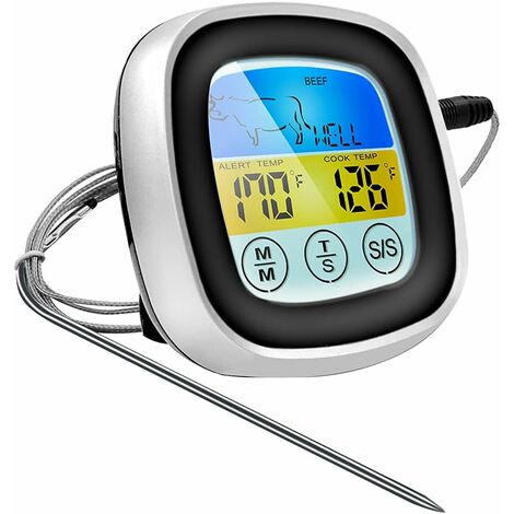 AGILITY Thermomètre de Cuisine numérique sonde Couleur écran Tactile Viande Barbecue Outil de Mesure de la température des Aliments Steak BBQ jauge de température minuterie Cuisine Outils de Cuisson