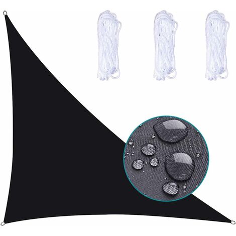 AGILITY Voile D'Ombrage Triangle ImperméAble Toile Tendue Protection des Rayons UV Tissu ImperméAble RéSistant Aux IntempéRies SèChe Rapidement pour Jardin Parcs Pelouses, 2.4X2.4X2.4m,Noir