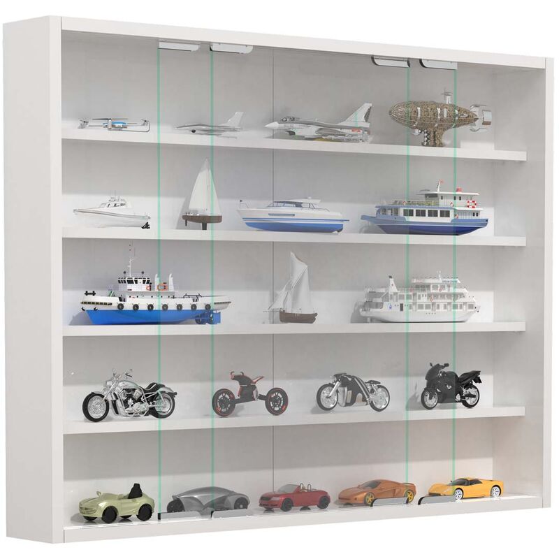 Ebuy24 - AgisaL vitrines en verre accroché au mur 2 portes coulissantes blanc.