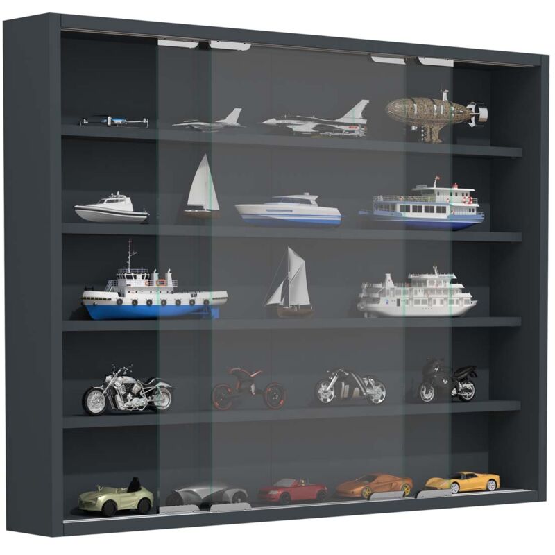 Ebuy24 - Vitrine murale Agisa h. 60 x l. 77 x p. 10 cm Anthracite