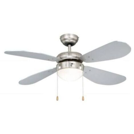 Agitatore/Ventilatore da soffitto con 4 pale in legno finitura Silver 1 lampada - Mod. Galileo Galilei