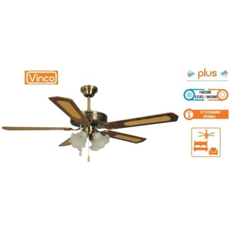 Agitatore/Ventilatore da soffitto con 5 pale in legno noce scuro 4 lampade Vinco - 70900