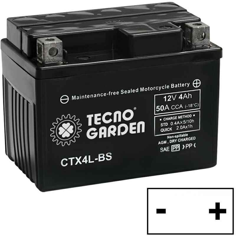 Image of Agm 4Ah 12V Batterie Rechts Pluspol für Rasentraktor Mäher