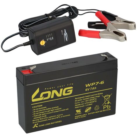 AGM BLEI AKKU BATTERIE 6V 7Ah kompatibel für USV BLEIGEL GEL 7,2Ah + LADEGERÄT