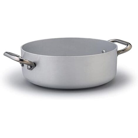 AGNELLI Casseruola Alta Alluminio Fondo Induzione 2 Manici D 28 Cm