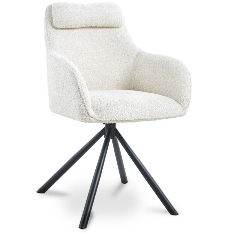 Agnes - Chaise pivotante avec accoudoirs effet peau de mouton beige agnes