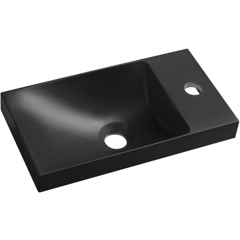Agos Lavabo de marbre cultivé sans débordement 40x22 cm, gauche/droite, noir mat