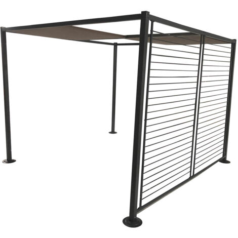 Agra - Pergola 4 toiles coulissantes 3x3M - Gris & taupe