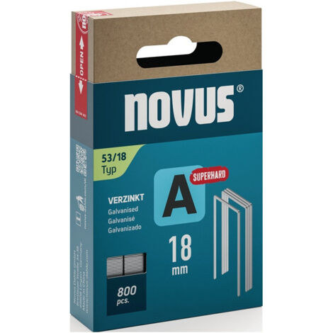 Agrafe à fil fin A type 53 agrafe B.11,3 mm 18 mm 0,75 mm super dure 800 pièces.NOVUS