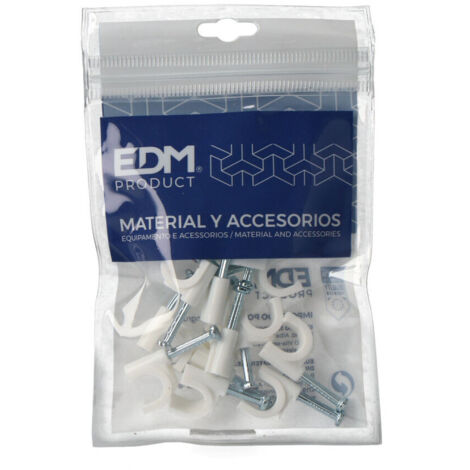 Agrafe câble edm n8 pour câbles tubulaires 2x2.5 mm blanche