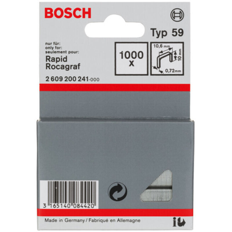 Bosch Agrafe à fil fin de type 59 10.6 x 0.72 x 10 mm 1000 pce 2609200241 - vue 3