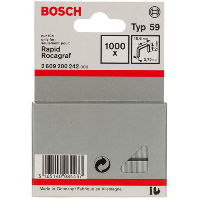 BOSCH  2609200242 Lot De 1000 Agrafes 12 / 10,6 Mm Type 59