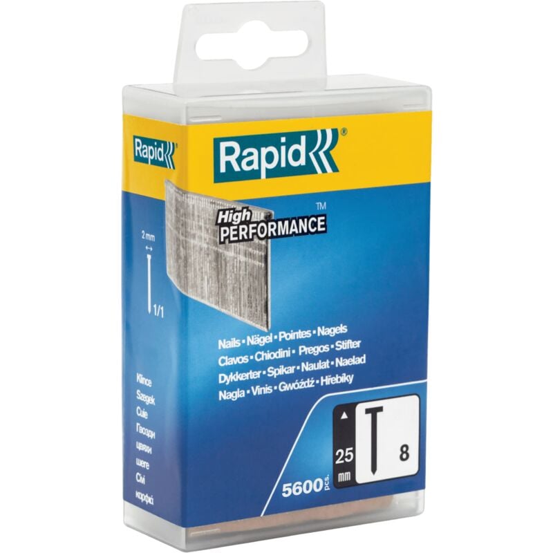 Rapid - Clous acier galvanisé (Gauge18) n°8/25mm - Boîte polypro 5600 - (5000183)