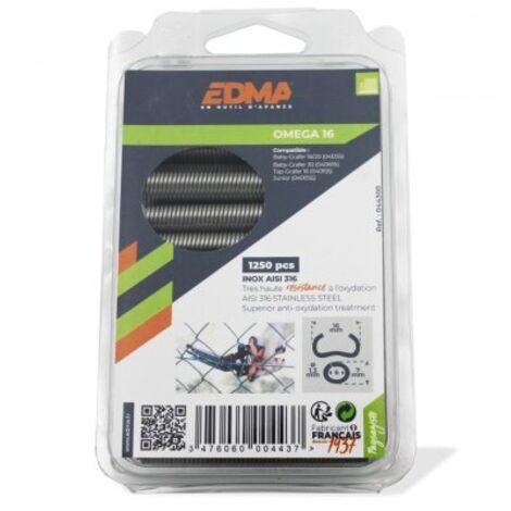 Agrafe pour grillage inox AISI 316 – Lot de 1250 pièces – Compatible agrafeuses EDMA – 44300 - AISI 316 X