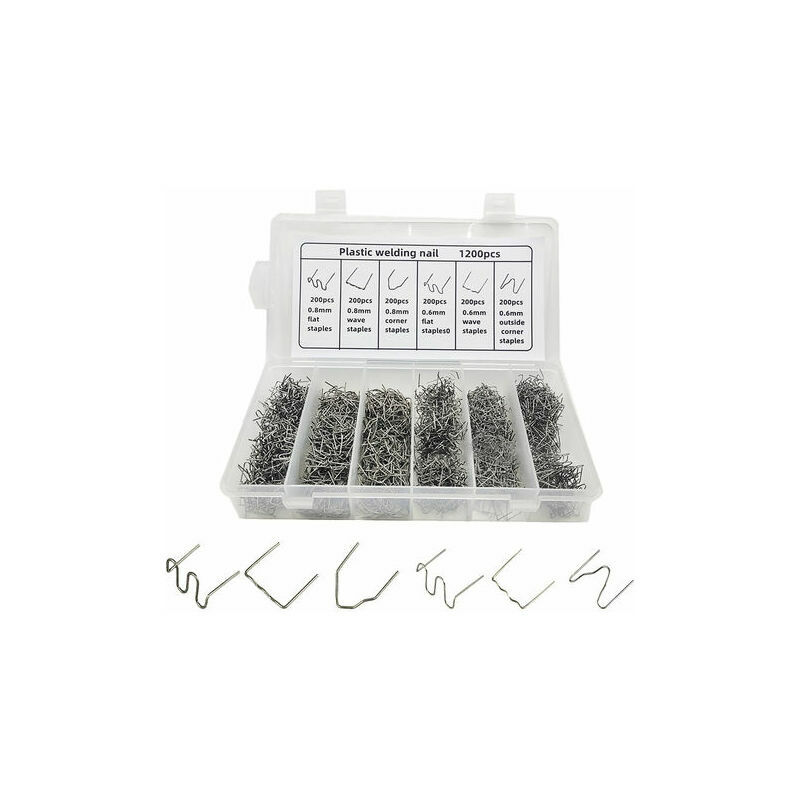 Alovez - Agrafes Chaudes De Réparation En Plastique Automatique Pour La Réparation De Soudure En Plastique De Pare-Chocs De Voiture, 1200PCS