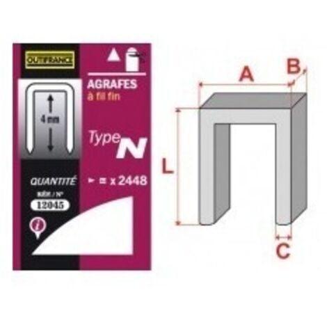 Agrafes Fil Fin Type N 10mm12105 V
