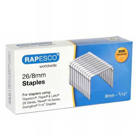 Agrafes galvanisées 26 / 8 mm - pour pince agrafeuse R81000A3 - 5 000 pièces - RAPESCO - -