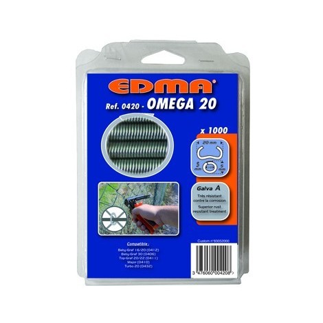 Agrafes galvanisées Omega 20 EDMA - 1000 pièces - 420