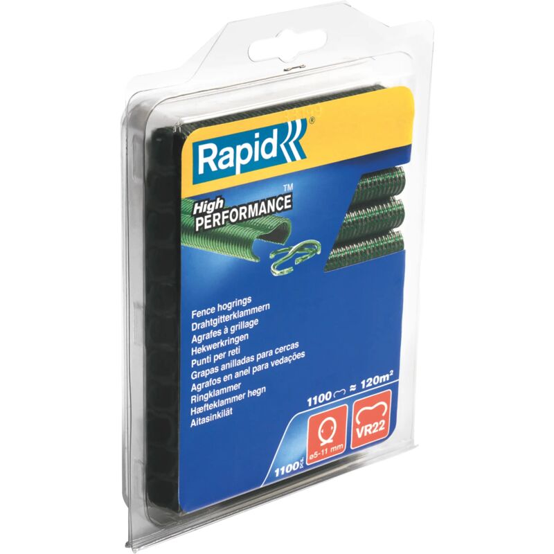 ATTACHES VR22 Plastifiees Vert Blister 1100 - Rapid