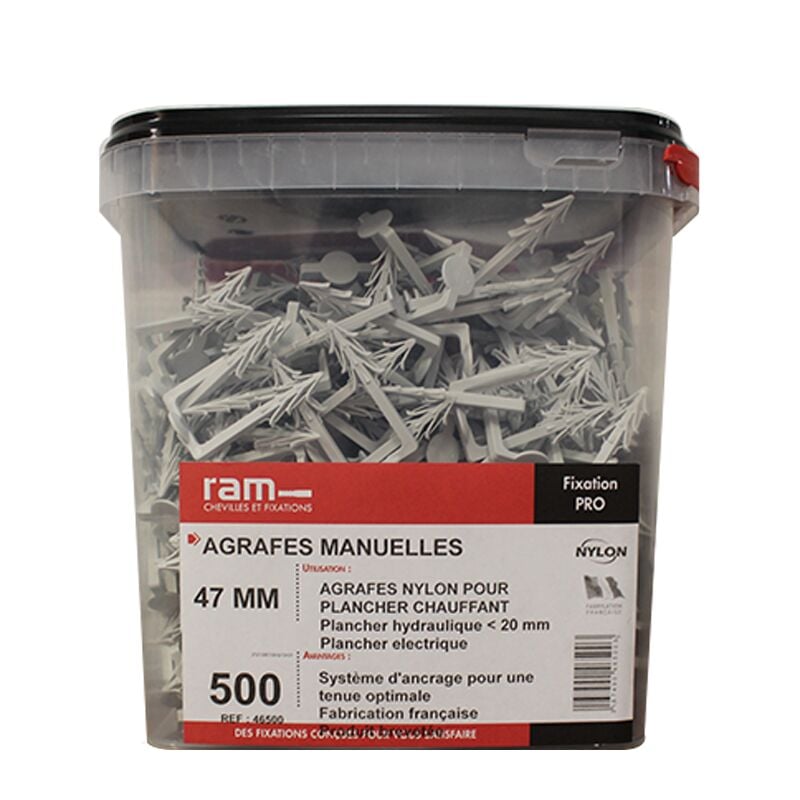 RAM - 500 agrafes manuelles plancher chauffant - Longeur 47 mm