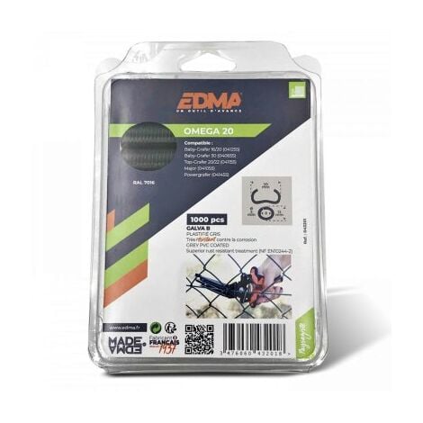 Agrafes OMEGA 20 grises x 1000 EDMA