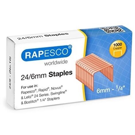Agrafes - RAPESCO - Cuivrées 24-6mm - Galvanisées - Pack de 1000 unités