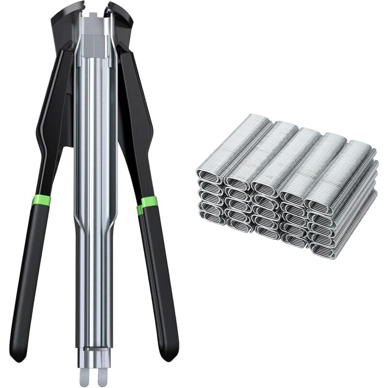 Alovez - Agrafeuse Automatique de Clôture Pince de Circlips Pince de Clôture Métallique avec 2500 Pièces Clôture-Noir