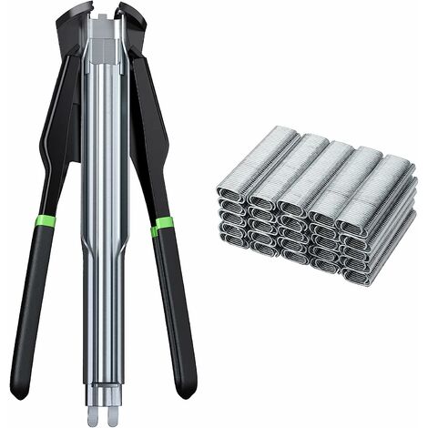 Agrafeuse Automatique de Clôture Pince de Circlips Pince de Clôture Métallique avec 2500 Pièces Clôture-Noir