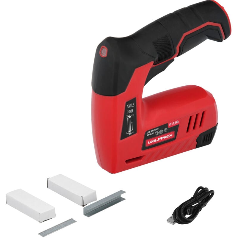 Agrafeuse-cloueuse rechargeable, agrafeuse et pistolet à clous, cloueuse à batterie, 1 500 mAh, 40 agrafes par minute avec agraf