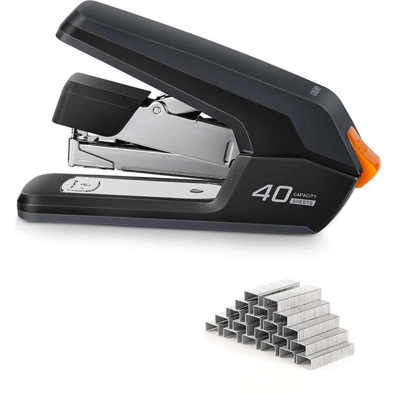 Agrafeuse de bureau, agrafeuse de bureau sans effort, agrafeuse tactile d'un seul doigt pour 50 feuilles, agrafeuse de bureau ergonomique et robuste,