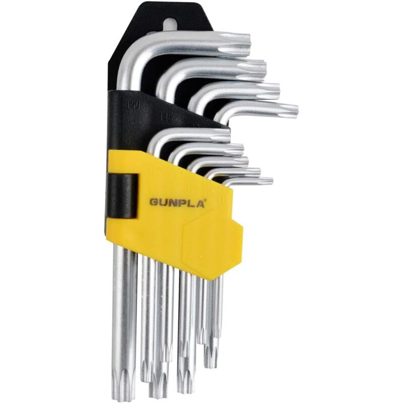 Lling - Jeu de clés Torx Allen 9 pièces Torx Offset Star Hex Long Arm Set avec étui de rangement 1,5 10 mm pour projet de construction d'entretien à