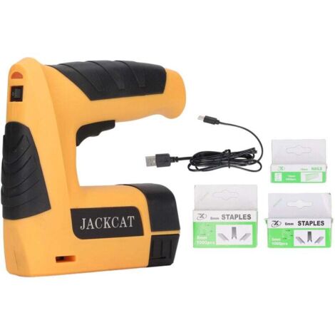 Agrafeuse Electrique Cloueuse Sans Fil - Batterie Li-Ion , Rechargeable - Idéal Bricolage, Décoration : Murale, Tapisserie, Bois - Livrée avec agrafes et clous