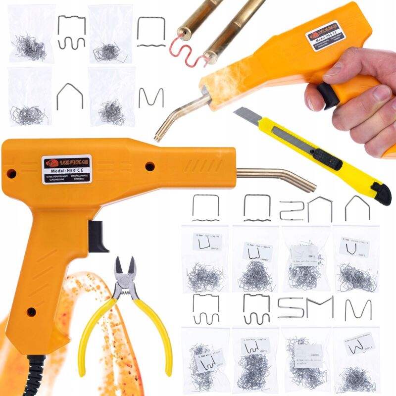 Rosfix Cucitrice in plastica in valigia + 200 graffette + Rosfix Graffette in plastica 8 tipi 800 pz.