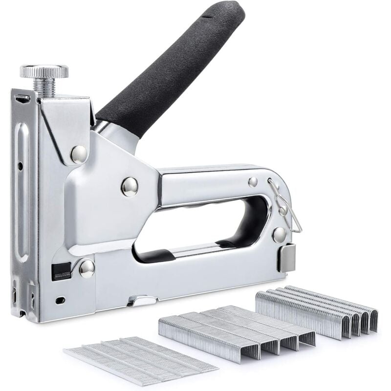 Agrafeuse à main 3 en 1 Kit de pistolet à agrafes robuste avec agrafeuse à 3 voies 600 agrafes pour oreillers attaches décoration oeufs meubles