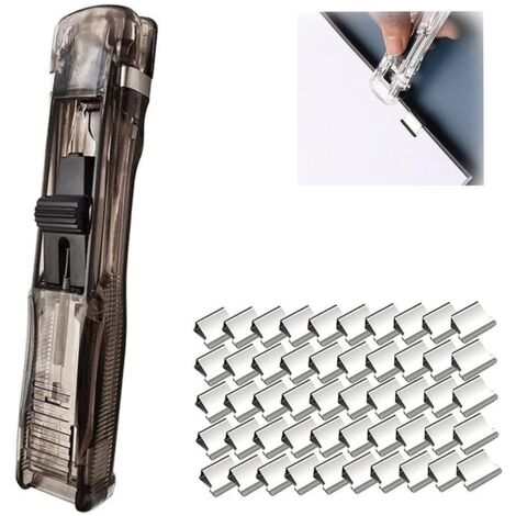 Agrafeuse Mini Transparente avec 50 Agrafes Réutilisables pour Papier Bureau École Maison