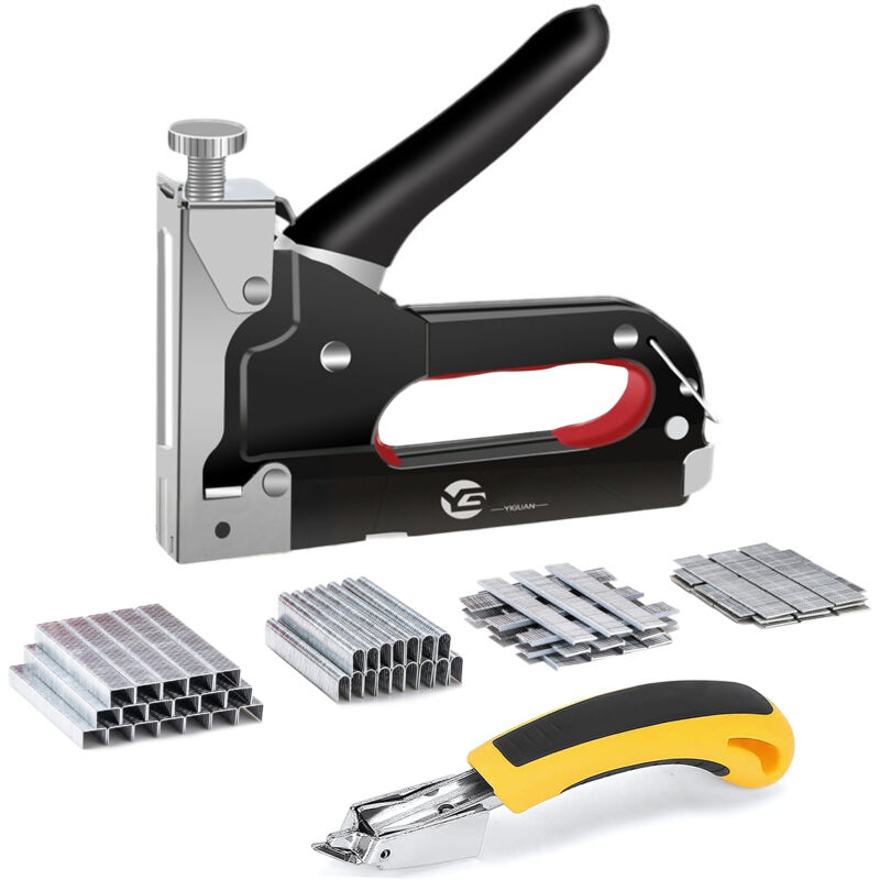 Ultrixe - Agrafeuse Murale Multifonction 4 en 1 Pistolet à agrafes robuste avec 4000 Agrafes, Kit d'agrafeuse manuelle pour Tapisserie, Matériel de