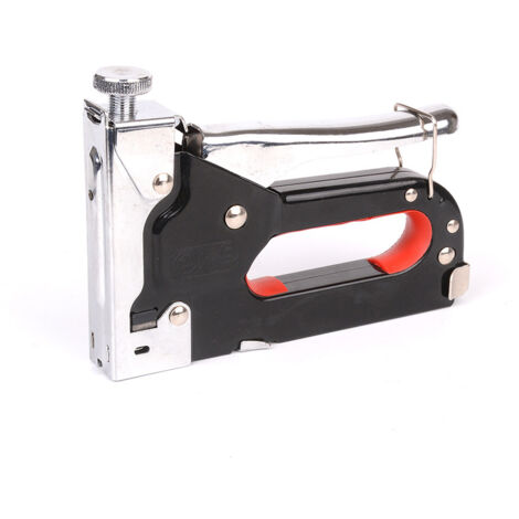 Agrafeuse Pistolet manuel 3 en 1 avec dissolvant et agrafes 600,agrafeuse de meubles fixation décoration menuiserie   (Noir)