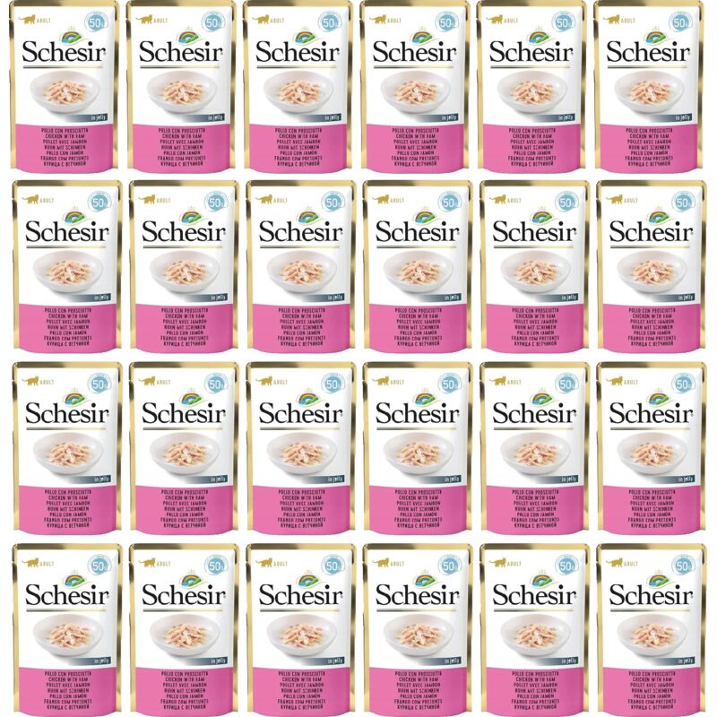 Schesir Einzelgericht Hühnerfilets Mit Schinken Katzenfutter Nass 24x50g