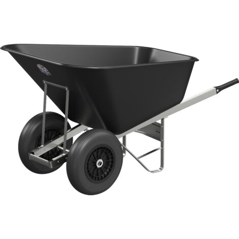 Agri Barrow Wheelbarrow Twin 200 Litre Plastic Tub Puncture Proof Tyres Black