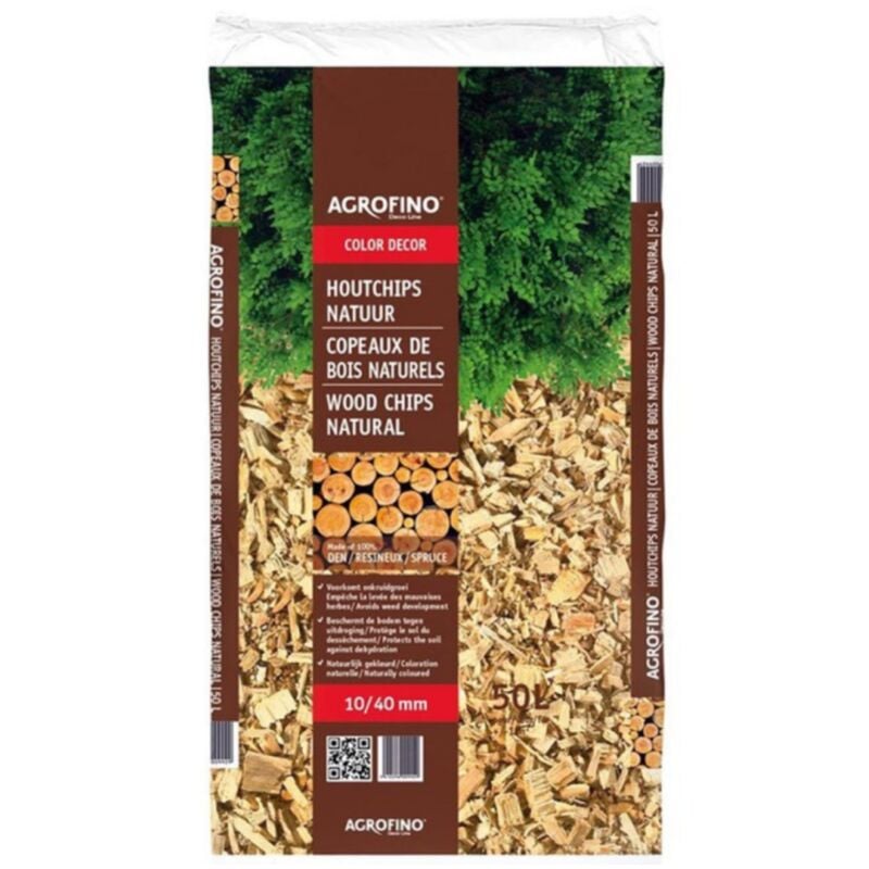 Copeaux de bois Agrofino COLOR DECOR NATUREL 50L 10/40mn