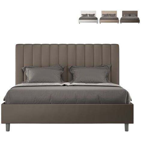 Agueda M modernes Kunstleder-Doppelcontainerbett 160x190  Farbe: Braun - Version: Standardmodell